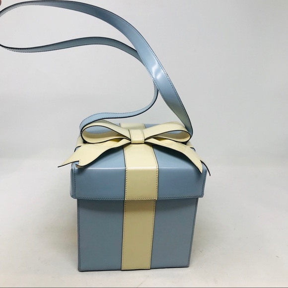 Moschino Handbags - Moschino Vintage Leather Bow Bag Blue Cream